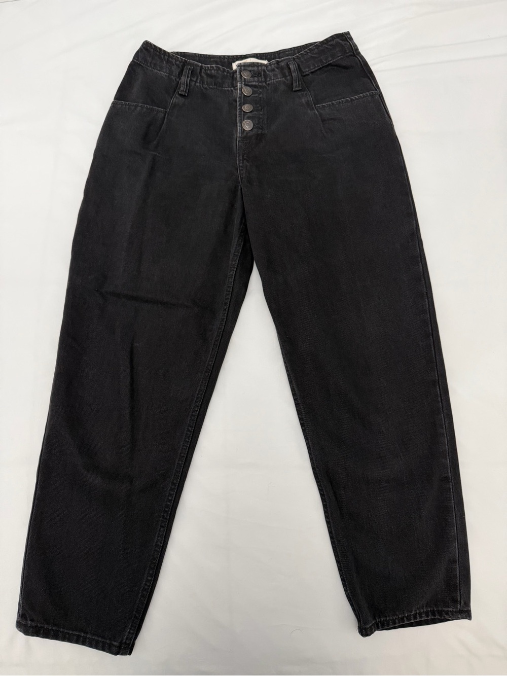 Maje Black Boyfriend High-Waist Button-Fly Jeans
